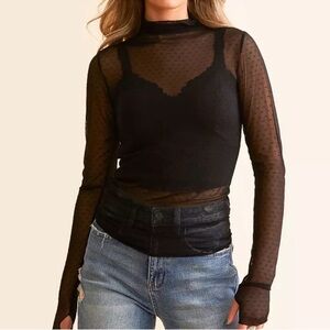 Free People On the Dot Mesh Top